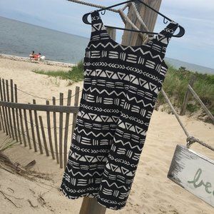 Billabong Sleeveless Black and White Bodycon Tribal Print Dress cotton/spandex